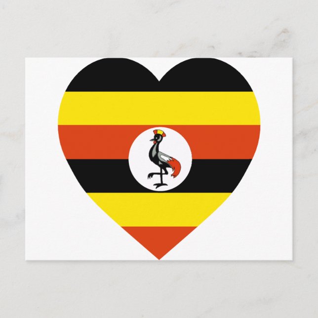 Cartão Postal Uganda Flag Heart (Frente)