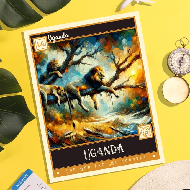 Cartão Postal Uganda | Vintage Painting (Criador carregado)