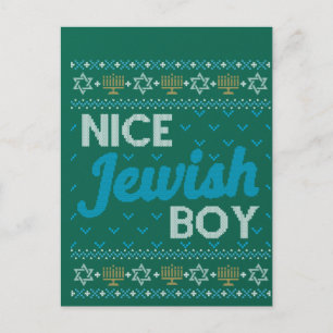 Cartão Postal Ugly Hanukkah Belo Jewish Boy