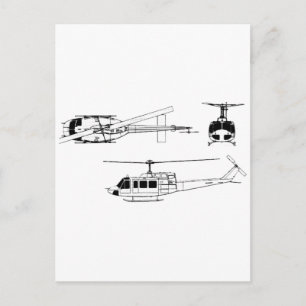 Cartão Postal UH1 Huey Blueprint (Iriquois)