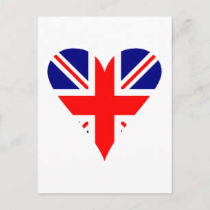 Cartão Postal UK Flag Heart Funky