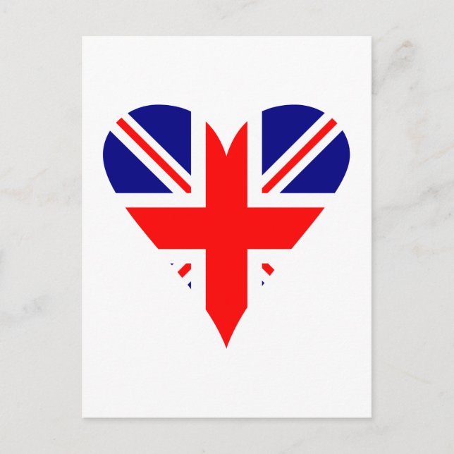Cartão Postal UK Flag Heart Funky (Frente)