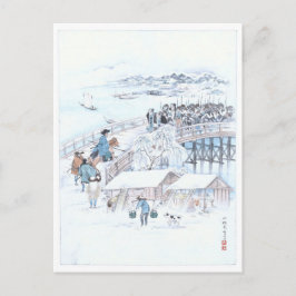 Cartão Postal Ukiyo-e japonês de 47 Ronin na Ponte Ryogoku