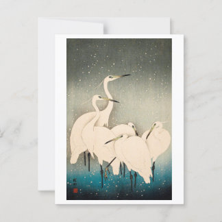 Cartão Postal Ukiyoe - Egrets na neve