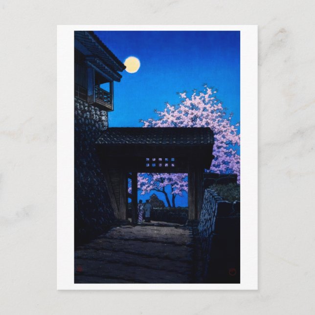 Cartão Postal ukiyoe [hasui] A06 Lua de colheita em Matsuyama Ca (Frente)