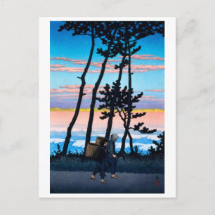 Cartão Postal ukiyoe [hasui] A15 Noite em Nakoso
