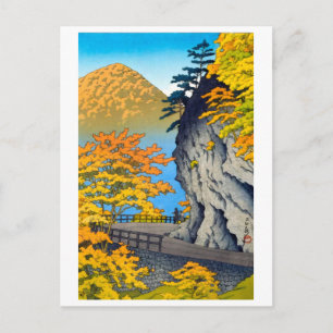 Cartão Postal ukiyoe [hasui] A19 Rocha do Macaco em Shiobara