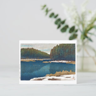 Cartão Postal ukiyoe - hasui - C12 - Lingering Snow em Inoka..