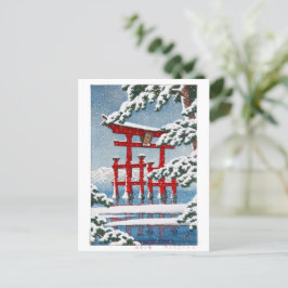 Cartão Postal ukiyoe - hasui - m11 - Neve no Shrine de Miyajima 