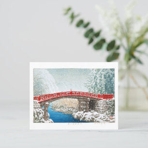 Cartão Postal ukiyoe - hasui - m12 - Neve na Ponte Shinkyo, ...