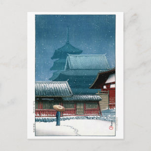 Cartão Postal ukiyoe - hasui - nº 31 templo Tennoji em Osaka -