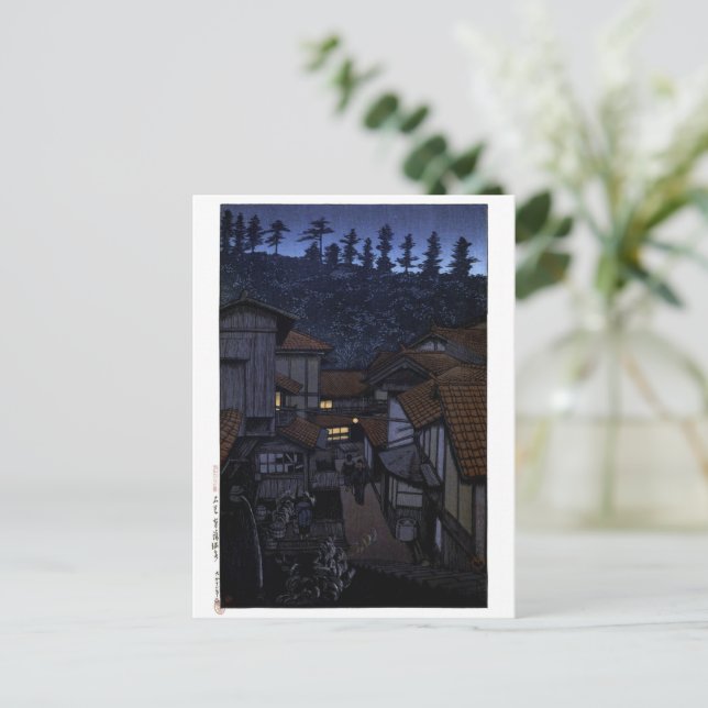 Cartão Postal ukiyoe Hasui n15 Arifuku Onsen, Iwami (Em pé/Frente)