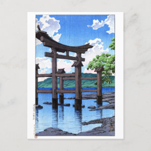 Cartão Postal ukiyoe hasui n20 Linha Gozanoishi no lago Tazawa