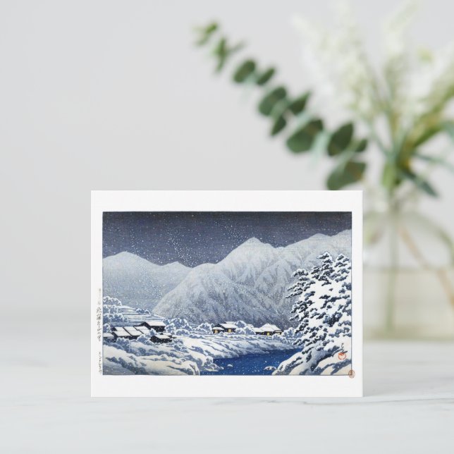 Cartão Postal ukiyoe hasui n22 Nakayamashichiri, Hida (Em pé/Frente)