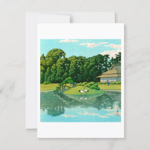 Cartão Postal ukiyoe hasui No50 Okayama Korakuen