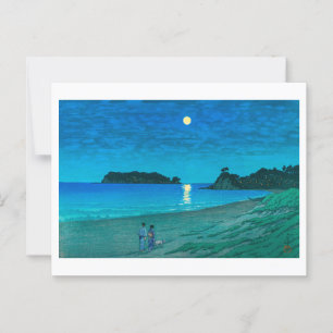 Cartão Postal ukiyoe hasui No54 Lua Cheia na Praia