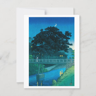 Cartão Postal ukiyoe hasui No55 Takinogawa e Lua Crescente