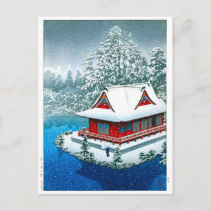 Cartão Postal ukiyoe - hasui - No.26 Snow no Parque Inokashira -