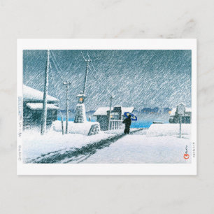 Cartão Postal ukiyoe - hasui - No.3 Neve em Tsukishima -