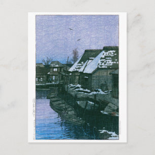 Cartão Postal ukiyoe - hasui - No.41 Lingering Snow em Urayasu -