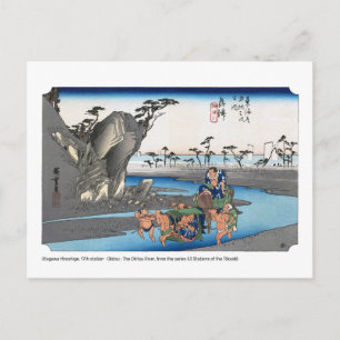 Cartão Postal ukiyoe - Hiroshige - No.17 Okitsu -