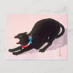 Cartão Postal Ukiyoe [komei] 01 Gato Negro surtando