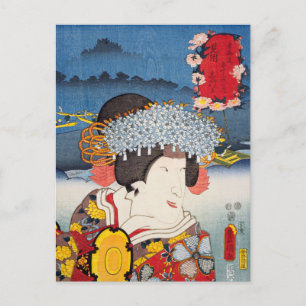 Cartão Postal ukiyoe [Toyokuni] 38-28 Shizuka em Mitsuke