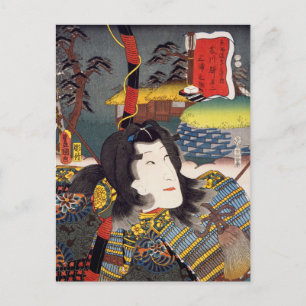 Cartão Postal Ukiyoe [Toyokuni] 53-37 Miuranosuke em Fujikawa...