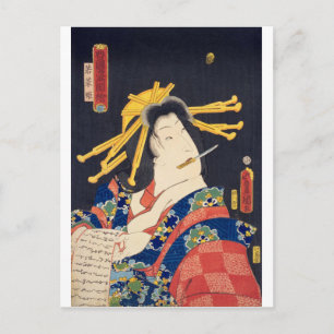 Cartão Postal ukiyoe - Toyokuni manga - n.º 06 Wakana hime -