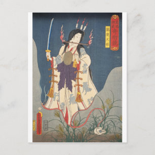 Cartão Postal ukiyoe - Toyokuni - No.27 Takiyasha hime -