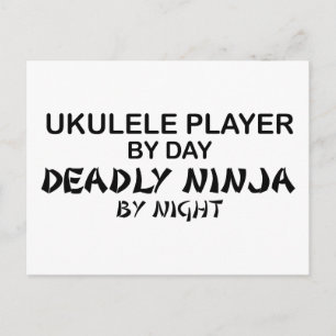 Cartão Postal Ukulele Deadly Ninja por Noite