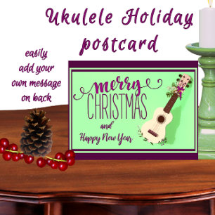 Cartão Postal Ukulele Felry Natal e Feliz ano novo