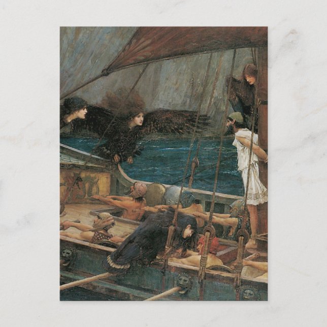 Cartão Postal Ulisses e as Sirens por John William Waterhouse (Frente)