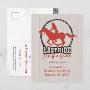 Cartão Postal Última Cavalgada Enferrujada Vermelha Para a Noiva