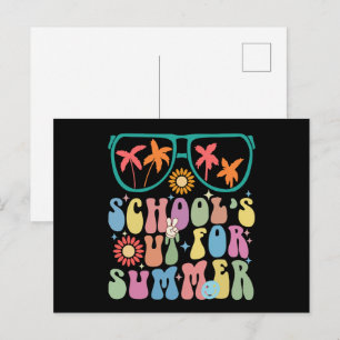 Cartão Postal Último Dia De Aula Groovy Fim De Ano Letivo 