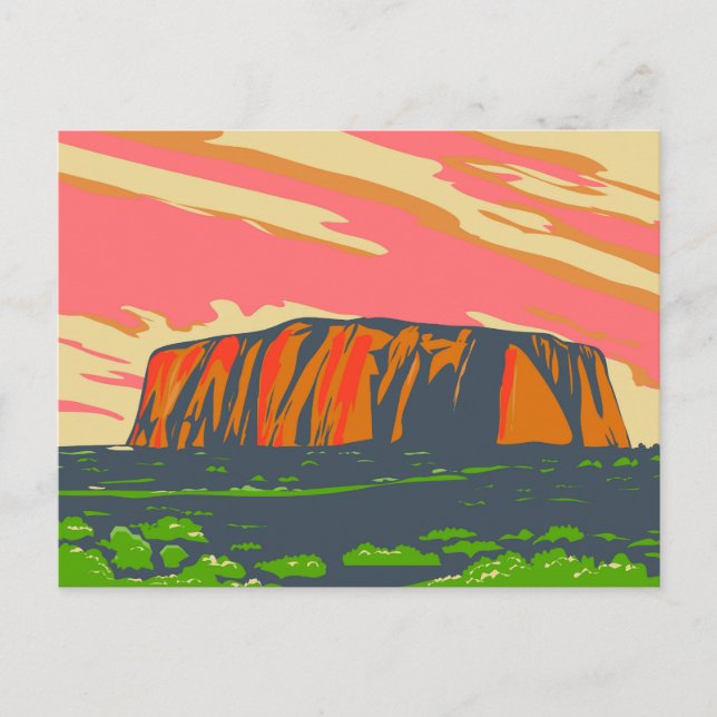 Cartão Postal Uluru Ayers Rock in Norte Territory Austrália (Frente)