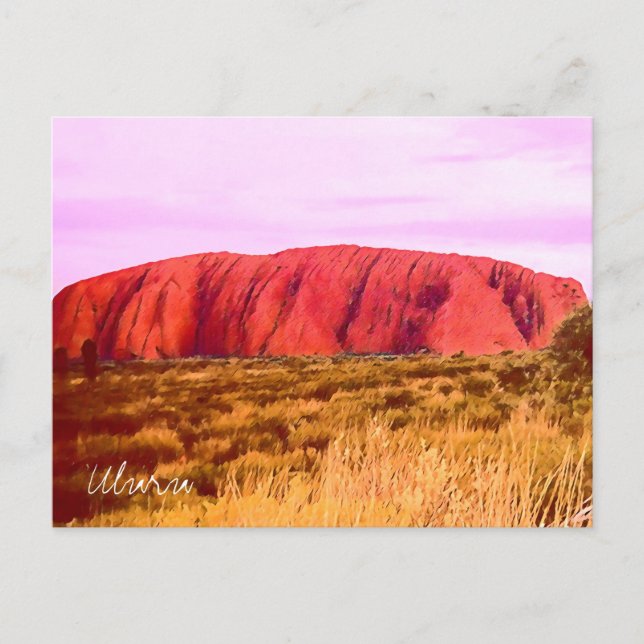 Cartão Postal Uluru sunset viagem da Austrália Central (Frente)