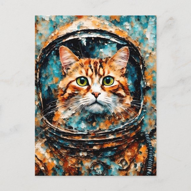 Cartão Postal um adorável astronauta de gatos (Frente)