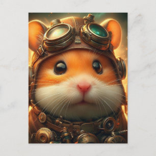 Cartão Postal um adorável hamster steampunk