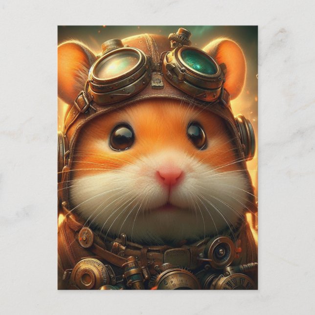 Cartão Postal um adorável hamster steampunk (Frente)
