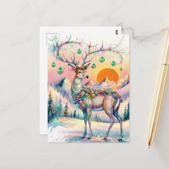 Cartão Postal Um Adorável Vedante De Natal Com Aquarela (Frente/Verso In Situ)