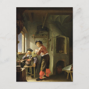 Cartão Postal Um alquimista e seu assistente em sua oficina