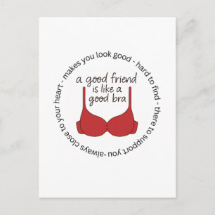 Cartão Postal Um Amigo é Como Um Sutiã Bom