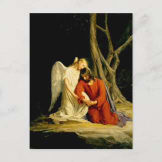 Cartão Postal Um Anjo Confortando Jesus por Carl Bloch