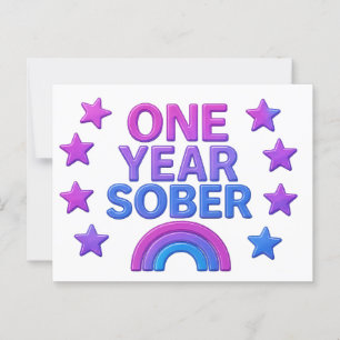 Cartão Postal Um Ano Sóbrio aniversário de sobriedade aniversári