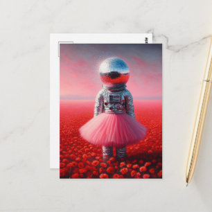 Cartão Postal Um astronauta com tutu bola de discoteca cabeça pa