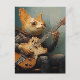 Cartão Postal Um bagre engraçado tocando fantasia de guitarra 