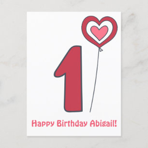 Cartão Postal Um! Balão de Aniversário Fofo - 1º Aniversário