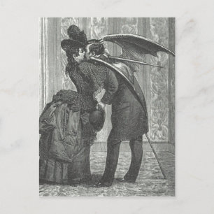 Cartão Postal Um Beijo Vampiro Alado Vitoriano/Gótico