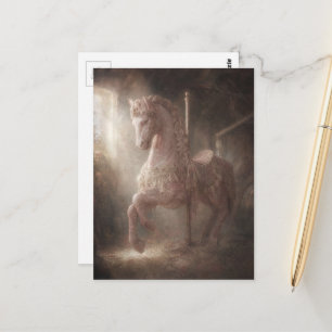Cartão Postal Um belo cavalo de carrossel rosa